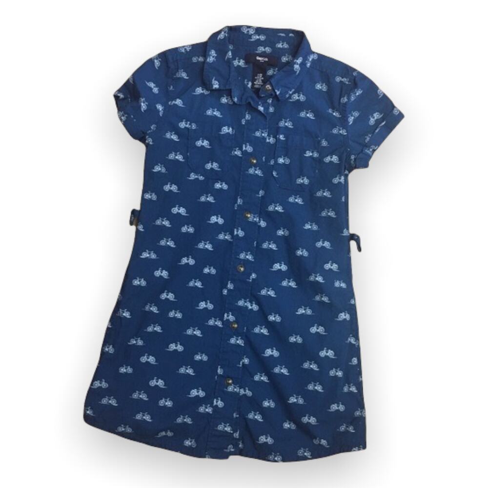 Gap Girls Dress Size XS 4 5 Blue Bicycle Print Shirt - Picture 3 of 6